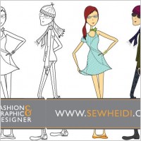 Outfitted Female Fashion Sketch Vectors