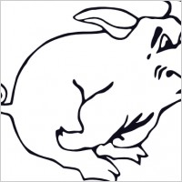 Outline Running Pig clip art