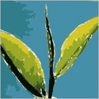 Paint Leaves Blue Background clip art