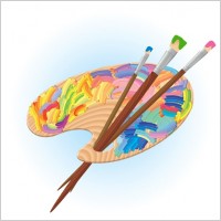 palette and brushes vector