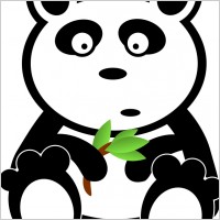 Panda with bamboo leaves