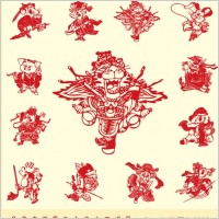 papercut style of beijing opera 12 zodiac vector