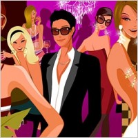 party attractive men and women vector fashion
