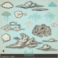 pen drawing style vector clouds
