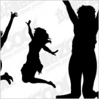 People beat silhouette vector material