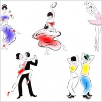 people dancing silhouette 02 vector