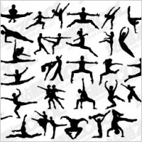 People silhouette Vector variety of dance material