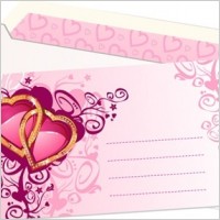Pink heart-shaped pattern envelope vector material