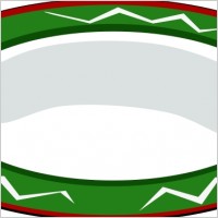 Plate, green with red trim