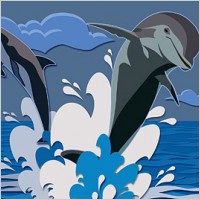 Psd of dolphins jumping layered material
