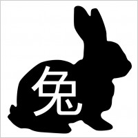 Rabbit Silhouette with 兔 Chinese Character