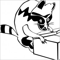 Raccoon Opening Box clip art