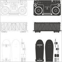 radio container skateboard vector