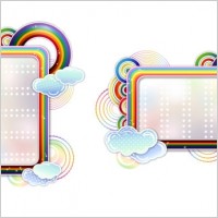 rainbow clouds cute vector border