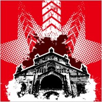 red architectural background posters vector