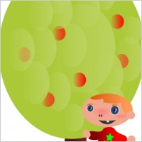 Red Fruit Tree With A Baby clip art