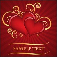 Red heart-shaped pattern with the radiation background of vector material