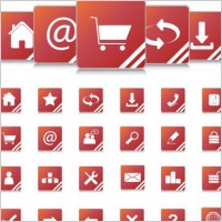 Red Internet icons and website buttons