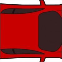 Red racing car top view