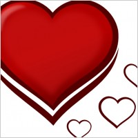 Red Stylised Heart With Smaller Hearts clip art