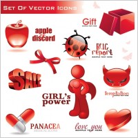 red threedimensional icon vector