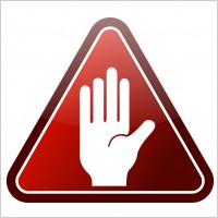 Red triangle hand icon