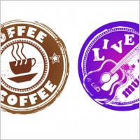 retro coffee and music theme circular pattern vector