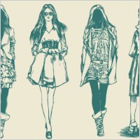 retro fashion model 01 vector