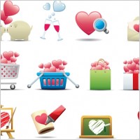 romantic heartshaped icon 01 vector