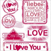 romantic love stamp 01 vector