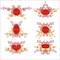 romantic ribbon vector shield badge