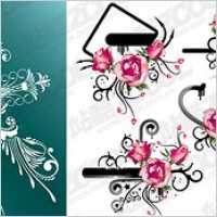 Rose theme pattern vector material