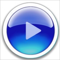 Round blue play button
