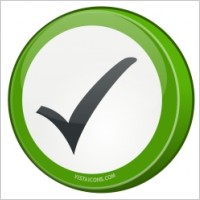 Round green tick sign