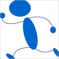 Running Blue Stick Man clip art