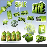 sales discount green icon vector