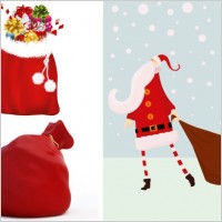 santa claus and gift bags vector