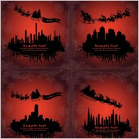 santa claus flying silhouette vector