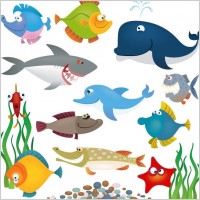 Sea Animals Vector Set