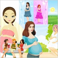 seven pregnant women vector