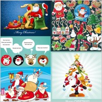 several cute christmas theme vector