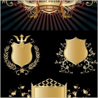 several gold shield badge vector