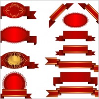 several red ribbon streamers vector