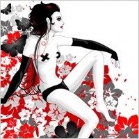 Sexy Naked Woman With Floral Background Vector