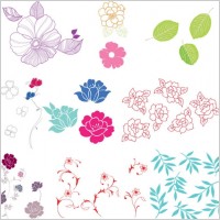 simple case of a variety of flowers leaves vector
