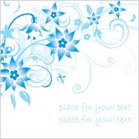 simple handpainted flowers and blue text background pattern vector 1