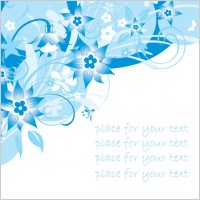 simple handpainted flowers and blue text background pattern vector 3