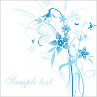 simple handpainted flowers and blue text background pattern vector 5