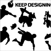 Skateboard vector silhouettes