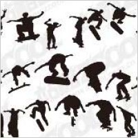 Skateboarding figure silhouettes vector